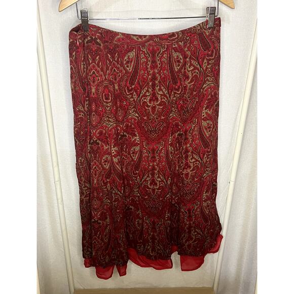Vintage 90s y2k Evan Picone Witchy Cottage Red Paisley Fall Maxi Skirt - Picture 6 of 11